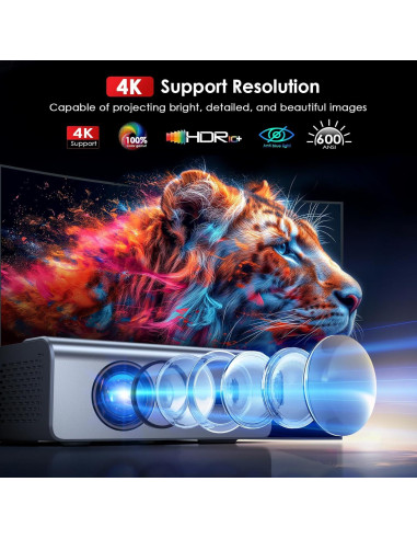 Proyector JOWLURK 4K Wifi Bluetooth 22000 Lúmenes 1080p