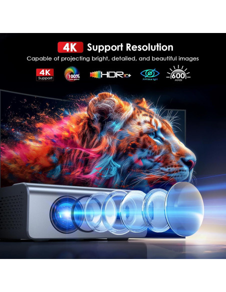 Proyector JOWLURK 4K Wifi Bluetooth 22000 Lúmenes 1080p