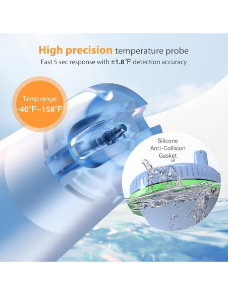 Termómetro de piscina Bluetooth Inkbird Flotante LCD 70m