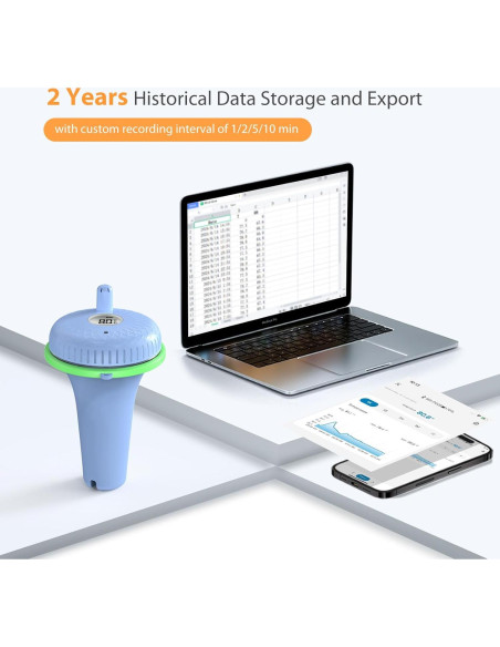 Termómetro de piscina Bluetooth Inkbird Flotante LCD 70m