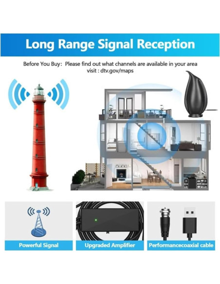 Antena de TV Digital AUTERCO M24-4 Amplificador 1600 km