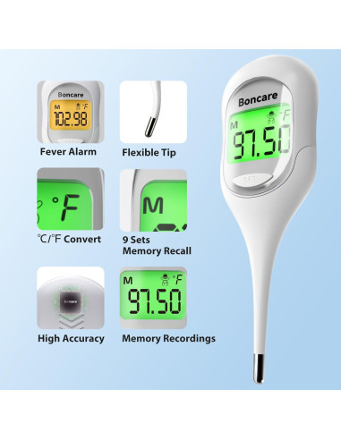 Termómetro Basal Boncare 9 Segundos Oral y Rectal Blanco