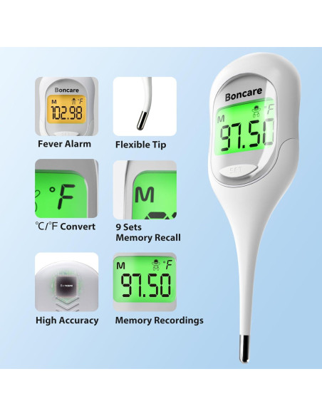 Termómetro Basal Boncare 9 Segundos Oral y Rectal Blanco