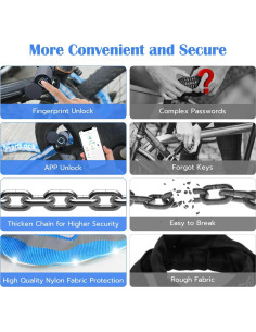 Candado de cadena inteligente Eseesmart 1m biométrico azul 2