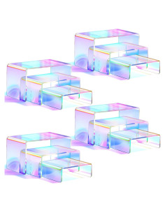 12 Soportes de Exhibición Acrílico Arcoíris 3 Niveles Queekay