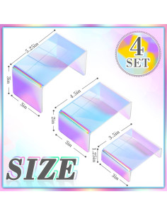 12 Soportes de Exhibición Acrílico Arcoíris 3 Niveles Queekay 2