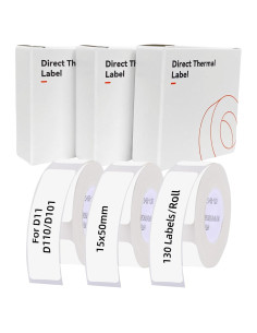 3 Rollos Papel Térmico 15x50mm Peweglow para Etiquetas