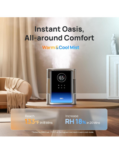 Humidificador Inteligente Dreo 8L Plata para Habitaciones Grandes