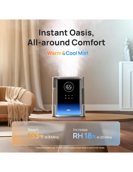 Humidificador Inteligente Dreo 8L Plata para Habitaciones Grandes
