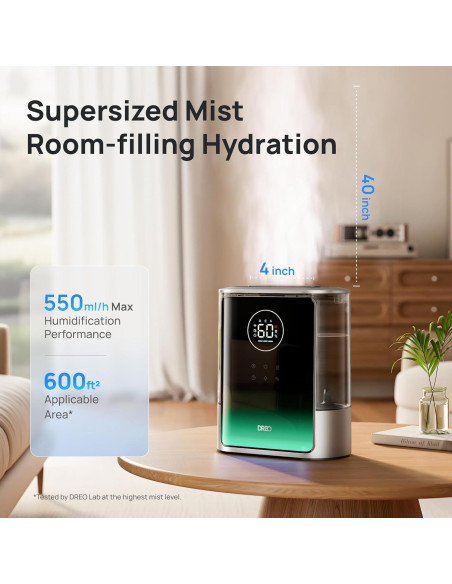 Humidificador Inteligente Dreo 8L Plata para Habitaciones Grandes