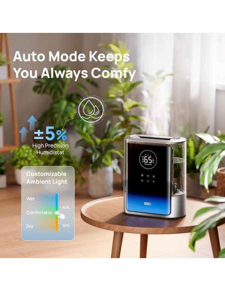 Humidificador Inteligente Dreo 8L Plata para Habitaciones Grandes