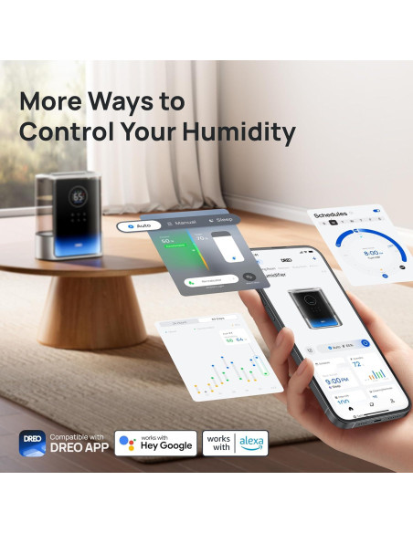 Humidificador Inteligente Dreo 8L Plata para Habitaciones Grandes