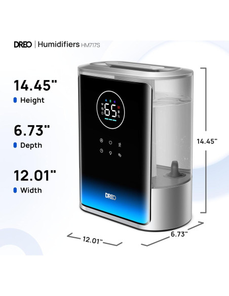 Humidificador Inteligente Dreo 8L Plata para Habitaciones Grandes