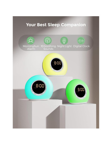 Reloj Despertador iHoo A11 con Luz Nocturna y Sonidos
