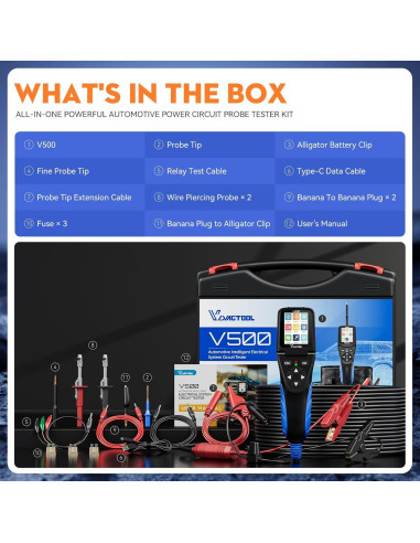 VDIAGTOOL V500 Kit Probador Circuito Eléctrico Automotriz 9-30V