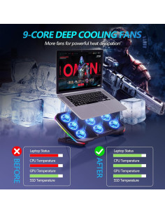 Base de Enfriamiento para Laptop AIMIUZI F9-7 9 Ventiladores 2