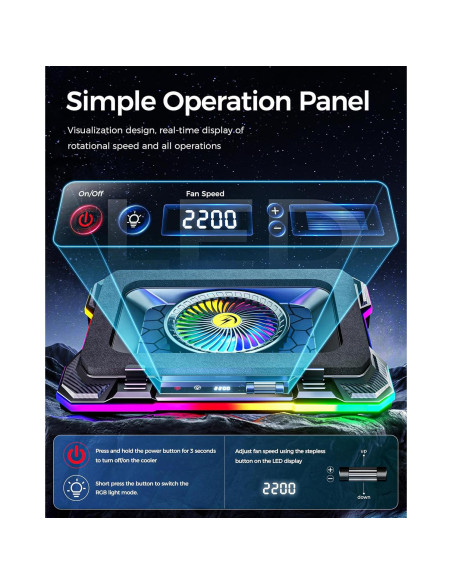 Base de Enfriamiento para Laptop AICHESON K1-2RG RGB 15-19"