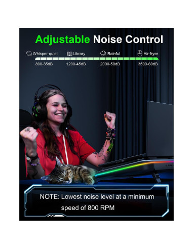 Base de Enfriamiento para Laptop MONTURA PRO RGB 12-19"