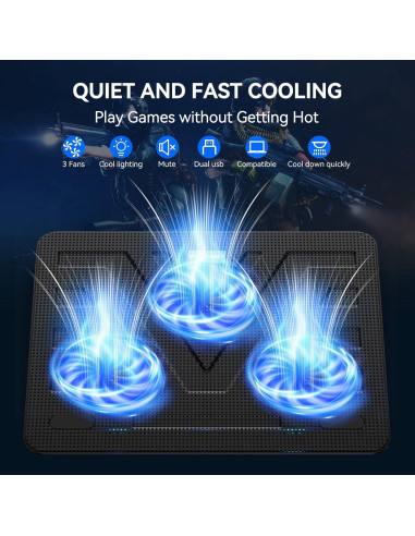 Soporte de Enfriamiento TECKNET para Laptop 12-17" USB Negro