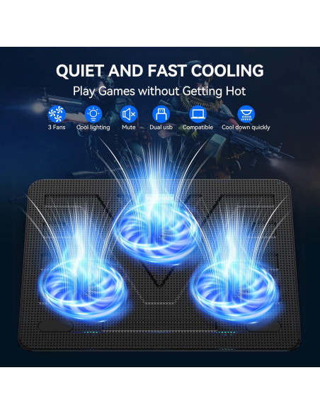 Soporte de Enfriamiento TECKNET para Laptop 12-17" USB Negro