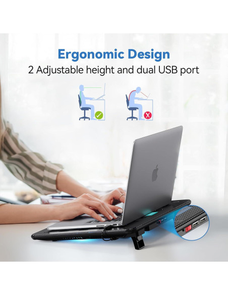 Soporte de Enfriamiento TECKNET para Laptop 12-17" USB Negro