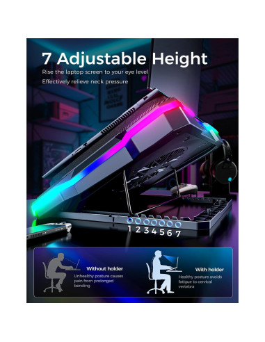 Base de Enfriamiento para Laptop Gaming KeiBn K1-5V RGB 14 cm