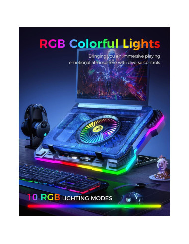 Base de Enfriamiento para Laptop Gaming KeiBn K1-5V RGB 14 cm