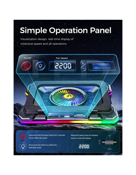 Base de Enfriamiento para Laptop Gaming KeiBn K1-5V RGB 14 cm