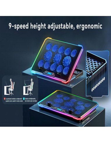 Pad de Enfriamiento para Laptop KYOLLY 13 Ventiladores 1.59kg