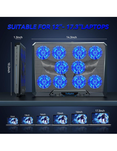 Enfriador de Laptop Trullypine 10 Ventiladores 12-17.3 Pulgadas