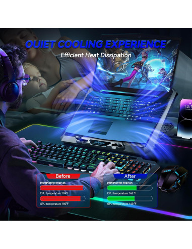 Enfriador de Laptop Trullypine 10 Ventiladores 12-17.3 Pulgadas