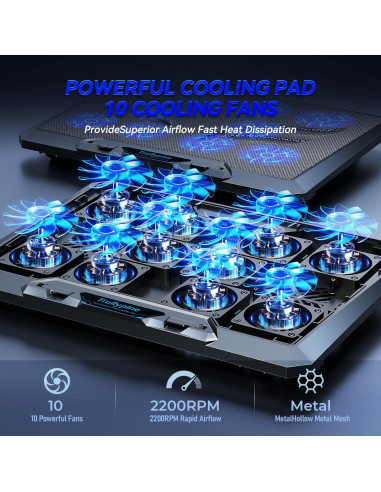 Enfriador de Laptop Trullypine 10 Ventiladores 12-17.3 Pulgadas