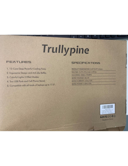 Enfriador de Laptop Trullypine 10 Ventiladores 12-17.3 Pulgadas