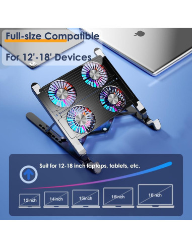 Base de Enfriamiento para Laptop BrilliantRay 11-17.3" 4 Ventiladores