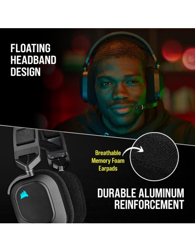 Auriculares Gaming Inalámbricos Corsair HS80 RGB - Dolby Atmos