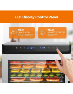 Deshidratadora de Alimentos YASHE FD1001, 10 Bandejas Acero Inoxidable, 1100W 2