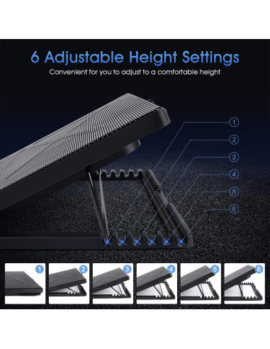 Base de Enfriamiento Kootek para Laptop 30-43 cm 5 Ventiladores