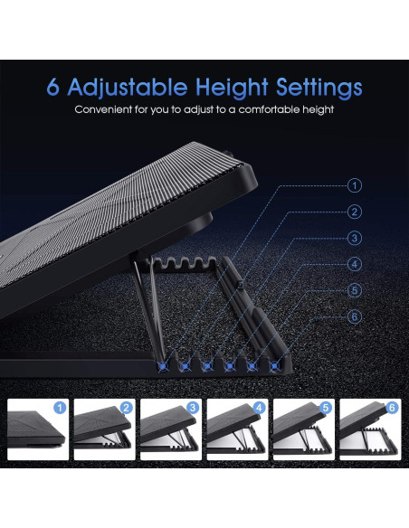 Base de Enfriamiento Kootek para Laptop 30-43 cm 5 Ventiladores
