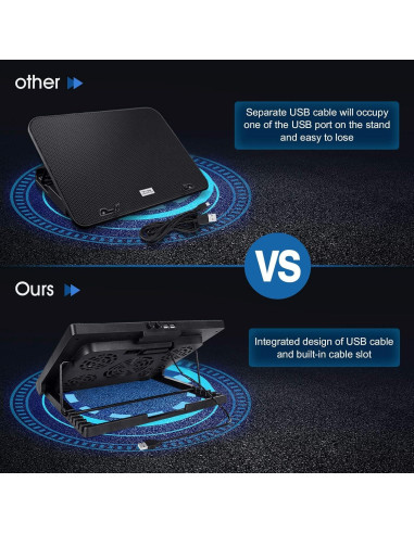 Base de Enfriamiento Kootek para Laptop 30-43 cm 5 Ventiladores