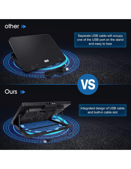 Base de Enfriamiento Kootek para Laptop 30-43 cm 5 Ventiladores