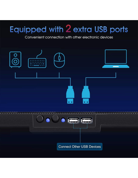 Base de Enfriamiento Kootek para Laptop 30-43 cm 5 Ventiladores