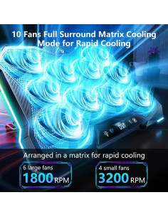 G-STORY Almohadilla Enfriamiento Laptop 12-18" RGB 10 Ventiladores 2