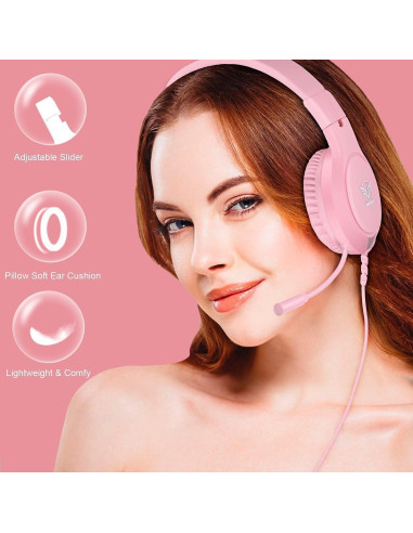 Auriculares Gaming Rosa MASACEGON H-10 Sonido Surround 3.5mm