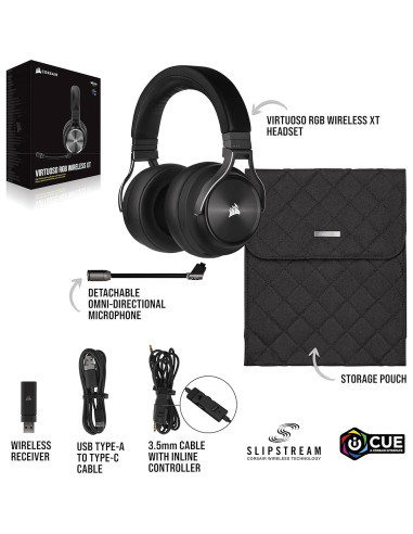 Auriculares Gaming Corsair Virtuoso RGB Wireless XT - Negro