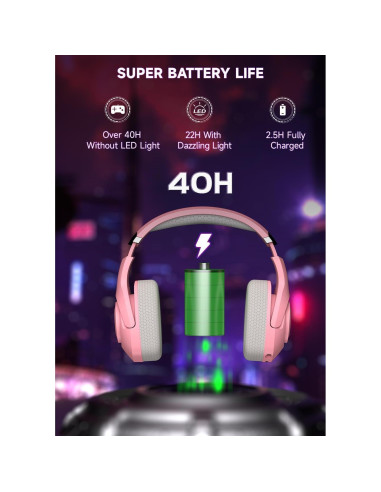 Auriculares Gaming Inalámbricos KAPEYDESI Capitán 400 Rosa