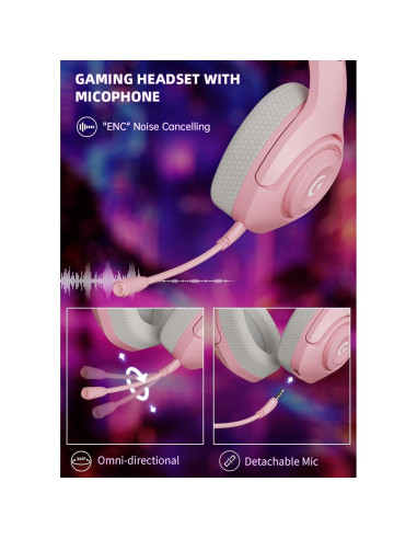 Auriculares Gaming Inalámbricos KAPEYDESI Capitán 400 Rosa