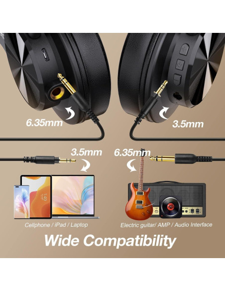 Auriculares Bluetooth OneOdio A70 Hi-Res 72H Negro