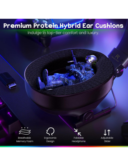 Auriculares Gaming Inalámbricos WESEARY WG2 50h PS5 PC