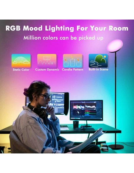 Lámpara de Pie LED RGB YHW 171cm Control Remoto Regulable
