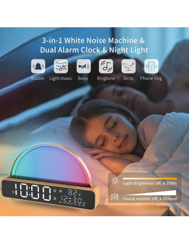 Despertador de Amanecer ANYPLUS con Sonido Blanco y Luz LED
